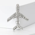 Crystal Airplane Brooch in Silver Black and Gold Tone view 2