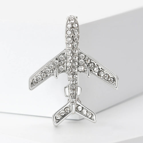 Close view showing the brooch colors and crystal details