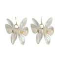 Iridescent Clear Acrylic Flower Drop Earrings Gold Hooks view 5