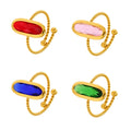 Gold Twisted Open Ring Oval Czech Glass Stone Colors view 5