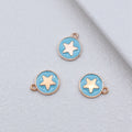 Gold Tone Round Star Enamel Pendant Charms in Five Colors view 5