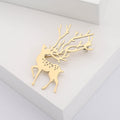 Polished Antlered Deer Brooch in Gold or Silver Tone view 4