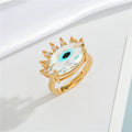 Gold Tone Faceted Crystal Evil Eye Adjustable Ring in Three Colors view 5