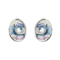 Silver Tone Blue Pink Galaxy Pattern And Pearl Stud Earrings view 5