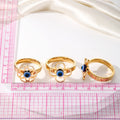 Gold and Silver Tone Flower Evil Eye Fashion Rings view 5
