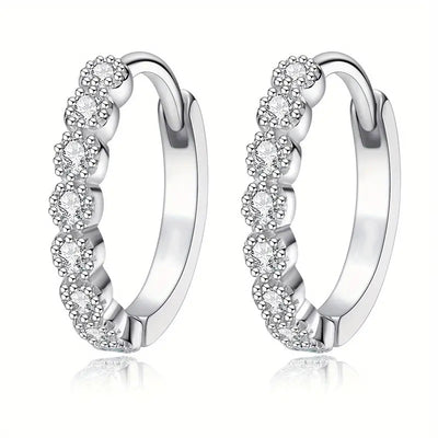 White metal pavé clear stone hinged hoops product pair