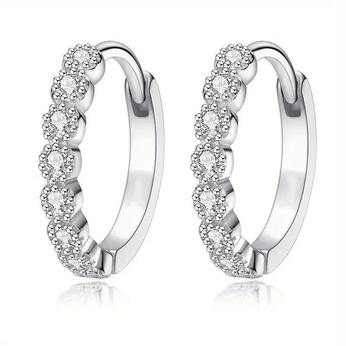 White metal pavé clear stone hinged hoops product pair