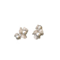 White Petal Flower and Pearl Cluster Stud Earrings view 5