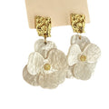Translucent Flower Gold Square Statement Drop Earrings view 5