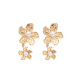 Hammered Double Flower Pearl Like Open Ring In Gold Or Silver Tone view 5