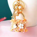 Fabric Lock Handbag Keychains in Pink Black Orange and Blue plus Assorted view 8