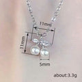 Silver-Tone Cherry Pendant Necklace with Pearl Beads and Leaves view 4