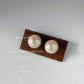 Iridescent Pearl Round Stud Earrings Four Size Options view 9