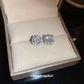 Silver Tone Square Halo Crystal Stud Polished Metal Polished Metal Earrings view 3