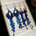 Blue Beaded Chandelier Hook Earrings In Two Designs view 2