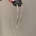 Long Curved Threader Drop Earrings in Gold and Silver Tone view 6