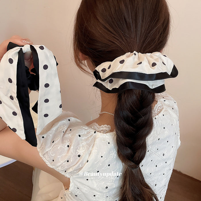 Polka Dot Pearl Bow Scrunchies And Ribbon Hair Ties