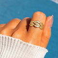 Triple S Crystal Ring in Polished Gold Tone Jewelry view 3