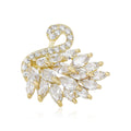Small Crystal Swan Brooch in Gold and Silver Tones view 1