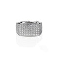 Extra-Wide Flat-Top Pave Statement Ring In Polished Silver Tone view 5
