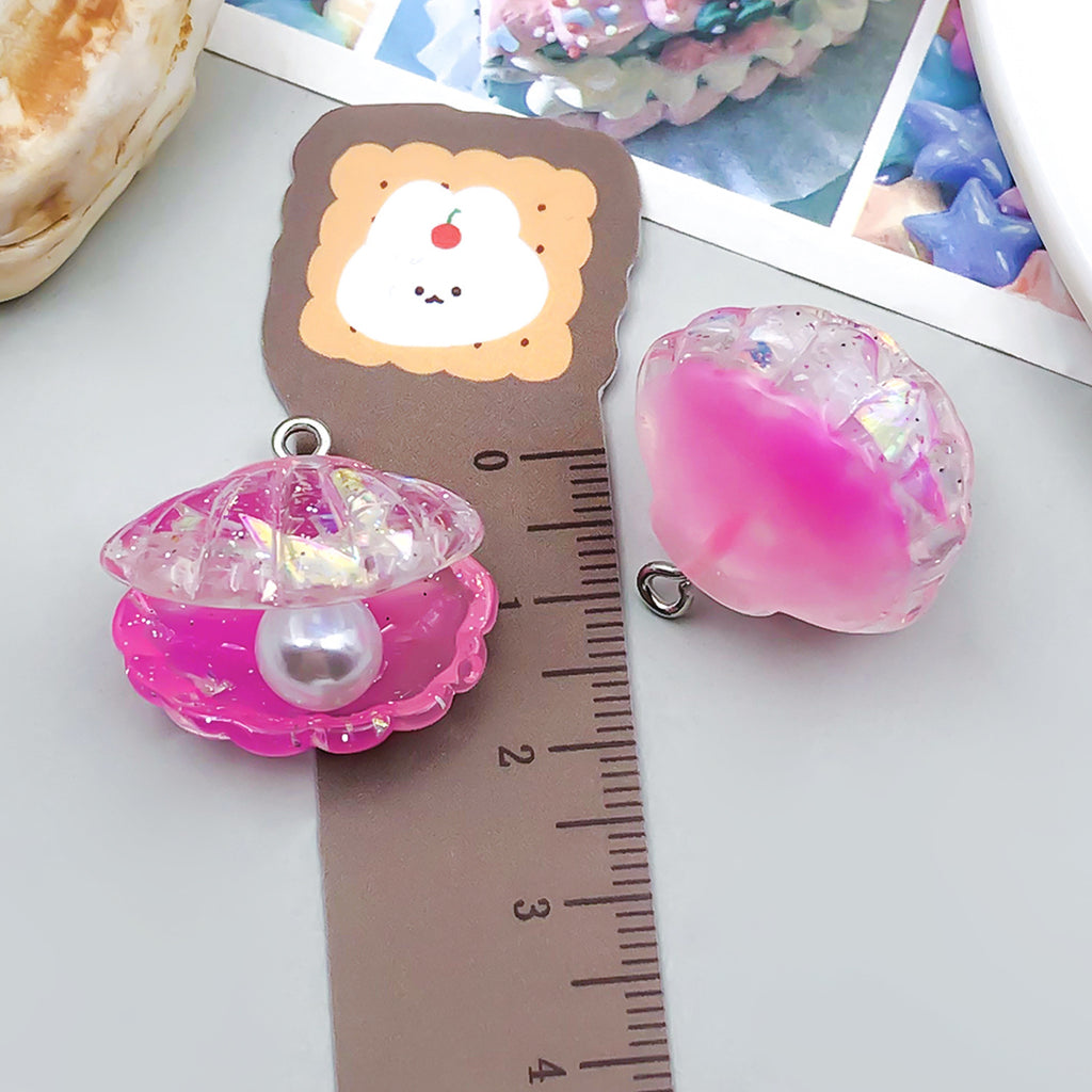 Transparent Iridescent Resin Pearl Shell Charm Pendant for DIY Earrings Necklace Jewelry