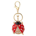 Red Enamel Rhinestone Ladybug Keychain Gold Lobster Clasp view 5