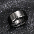 Black Brushed Band Ring Inner Geometric Texture Sizes 6-13 view 2