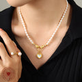 Pearl Strand Necklace Gold Hands Clasp And Heart Shell Pendant view 3