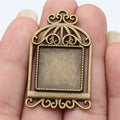 Ornate Square Cabochon Tray In Antique Bronze And Antique Silver For Jewelry Making view 3