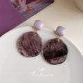 Lilac Stud Smoky Purple Marbled Acrylic Disc Drop Earrings view 1