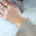 Flower OT Clasp Paperclip Chain Necklace and Bracelet view 4