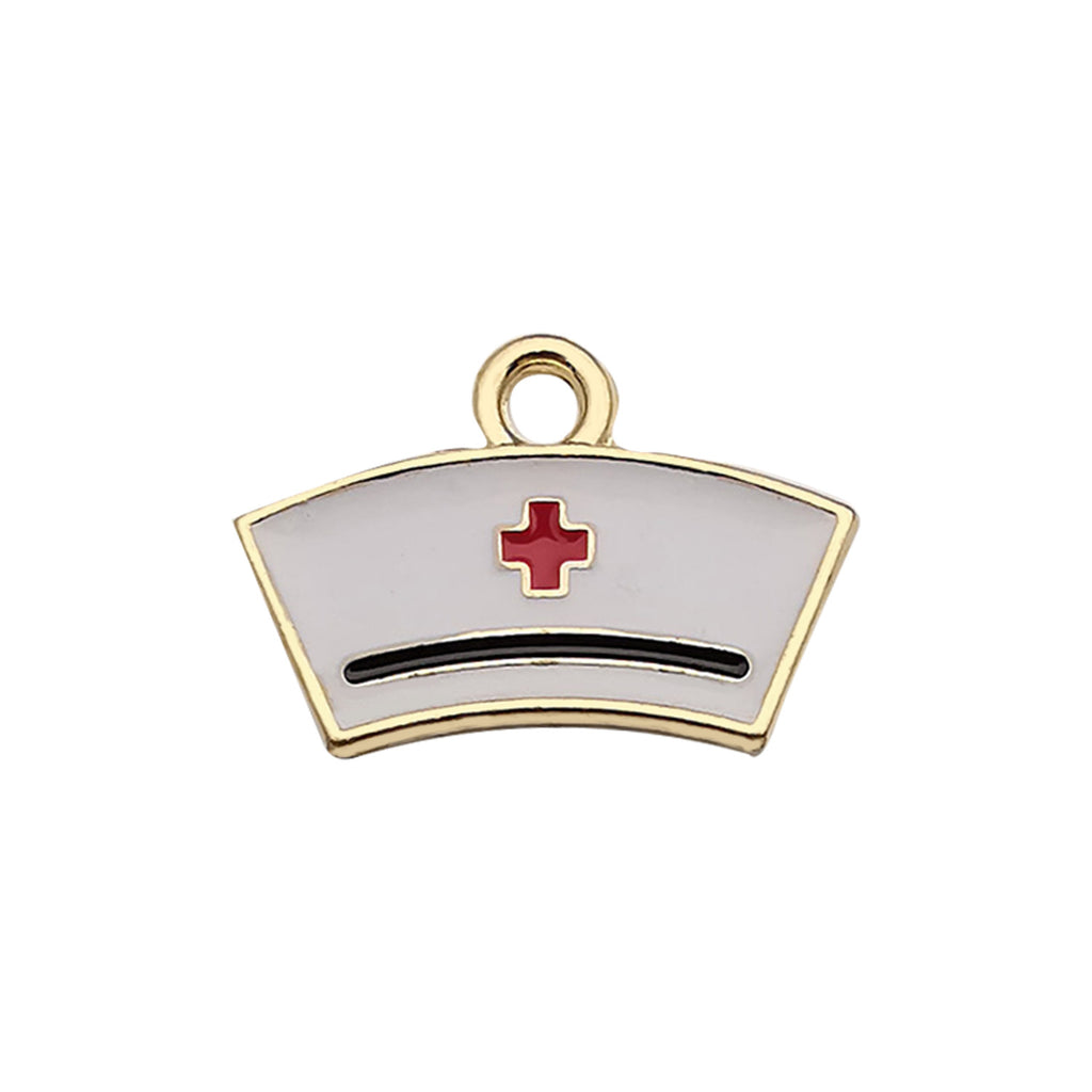 Enamel Zinc Alloy Nurse Hat Medicine Bottle Thermometer Syringe Nurse Cap Charm Pendants for DIY Jewelry