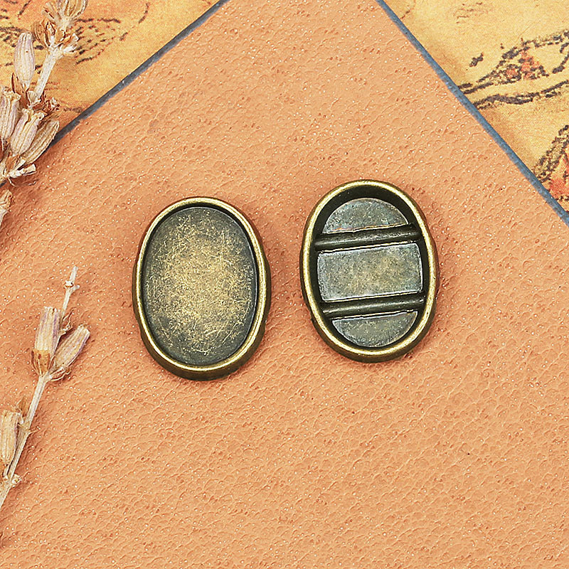 Vintage Alloy Bead Cabochon Tray Pendant Base