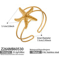 Sea Shell and Starfish Open Cuff Bangles in Two Metal Tones view 6