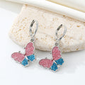 Silver Tone Pink and Blue Glitter Butterfly Necklace and Earrings view 3