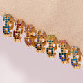 Gold Square Link Zircon Mini Huggie Earrings Colors view 3