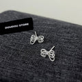Silver Twisted Rope Openwork Bow Stud Earrings Petite view 2
