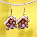 Resin Snow House Drop Earrings Smooth and Flocked Two Styles view 6