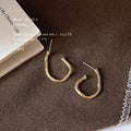 Gold Crystal Geometric Stud Hoop Mixed Style Earrings view 8