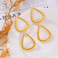 Gold Twisted Rope Triangle Teardrop Hoop Earrings Pair view 2