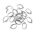 Silver Tone Oval Hinged Hoop Earring Findings with Bottom Loops view 2