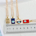 Gold Tone Enamel Evil Eye Pendant Necklaces in Five Designs view 2