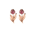 Rose Gold Pink Crystal Pave Tulip Leaf Stud Earrings view 5