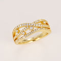 Gold Tone Interwoven Openwork Ring With Clear Stones view 3