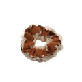 Coffee Brown Lace Scrunchie Satin Ruffle Hair Ties view 5