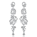 Silver Tone Crystal Scroll Chain Crystal Metal Dangle Earrings 10.8 x 2.8 cm 10.8 x 2.8 cm view 1