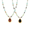 Natural Stone Bead Necklace Black Zircon Teardrop Pendant view 5