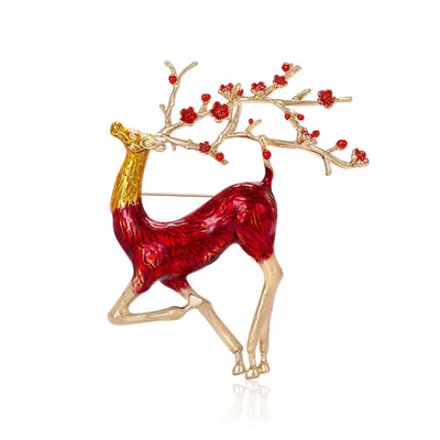 Crystal Deer Brooch front view on a plain background