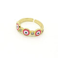 Gold Tone Triple Evil Eye Adjustable Open Rings in Six Colors view 3