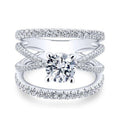 Silver Tone Layered Open Band Ring With Clear Center Stone view 5